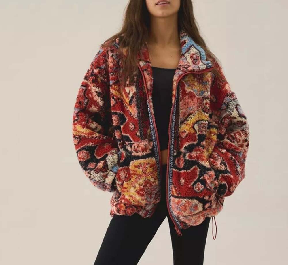 BDG Urban Outfitters Mae Print Fleece Zip Front Jacket size Medium